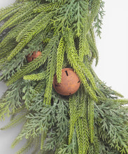 Load image into Gallery viewer, Mixed Pine Wreath Brown Velvet Bows And Bells