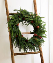 Load image into Gallery viewer, Mixed Pine Wreath Brown Velvet Bows And Bells