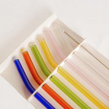 Load image into Gallery viewer, Reusable Glass Straws S6 | Long Bend Multi Colour