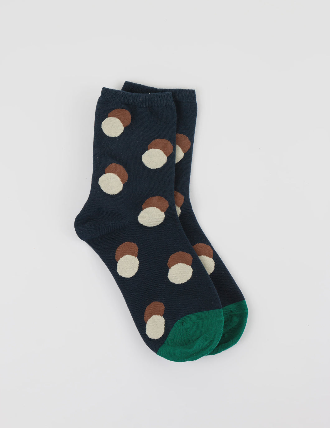 Navy w Cream + Brown Dots Socks