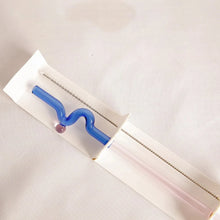 Load image into Gallery viewer, Reusable Glass Straw | Wavy Blue|Pink