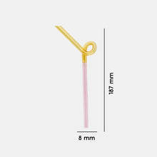 Load image into Gallery viewer, Reusable Glass Straw | Loopy Yellow|Pink