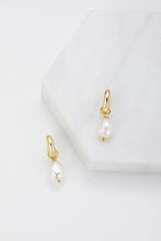Load image into Gallery viewer, Charlie Mini Hoop | Gold | Pearl Earrings
