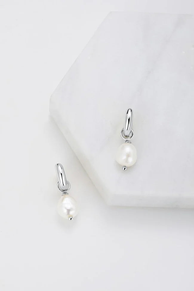 Charlie Mini Hoop | Silver | Pearl Earring