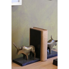 Load image into Gallery viewer, Bull Bookends in Brass Finish
