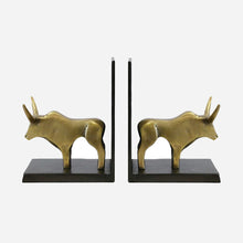 Load image into Gallery viewer, Bull Bookends in Brass Finish
