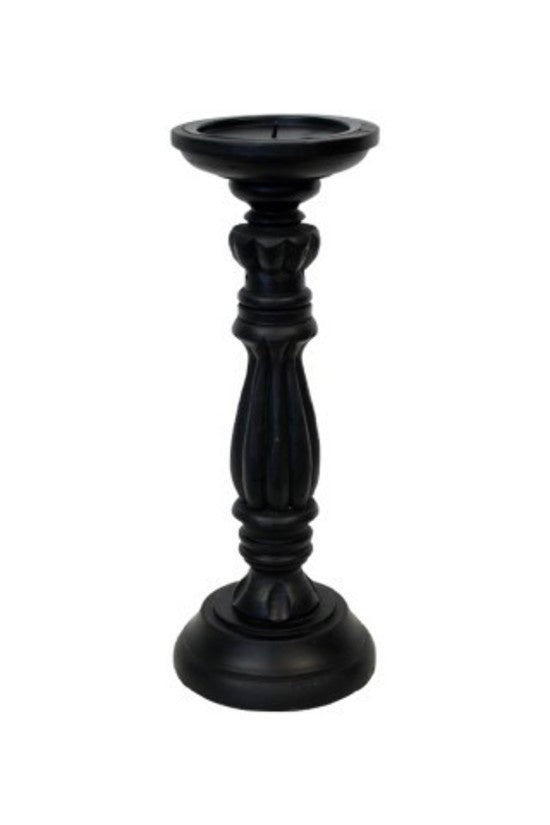 Black Detailed Timber Candle Stick