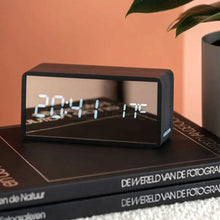 Load image into Gallery viewer, Copper Mirror Slim LED Alarm Clock | Black
