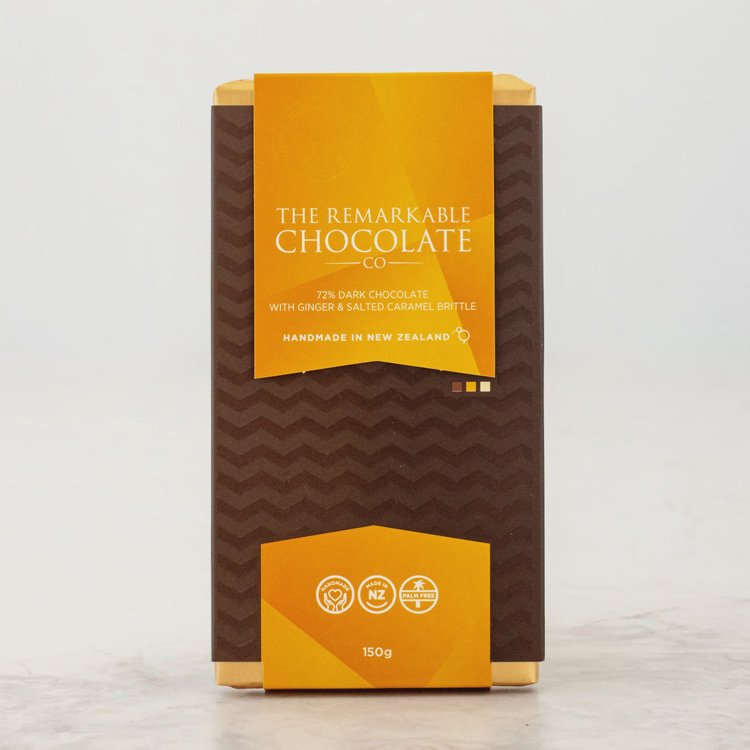 Dark Chocolate With Ginger & Salted Caramel Brittle