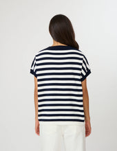 Load image into Gallery viewer, Stella + Gemma | Gwen Tee - Milk|Midnight Stripe
