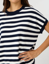 Load image into Gallery viewer, Stella + Gemma | Gwen Tee - Milk|Midnight Stripe
