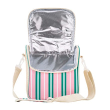 Load image into Gallery viewer, Picnic Lunch Bag | Pink &amp; Green Stripe
