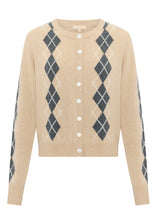 Load image into Gallery viewer, POL Loren Argyle Cardigan | Pebble/Charcoal
