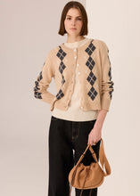 Load image into Gallery viewer, POL Loren Argyle Cardigan | Pebble/Charcoal

