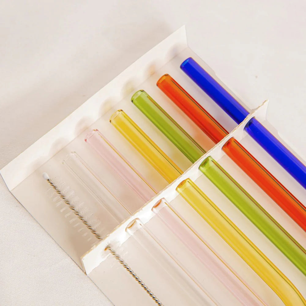 Reusable Glass Straws S6 | Straight Multi Colour
