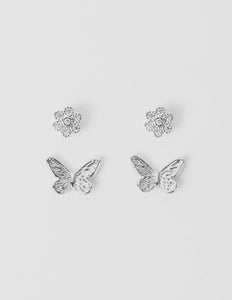 Silver Earring Set | Flowers + Butterflys