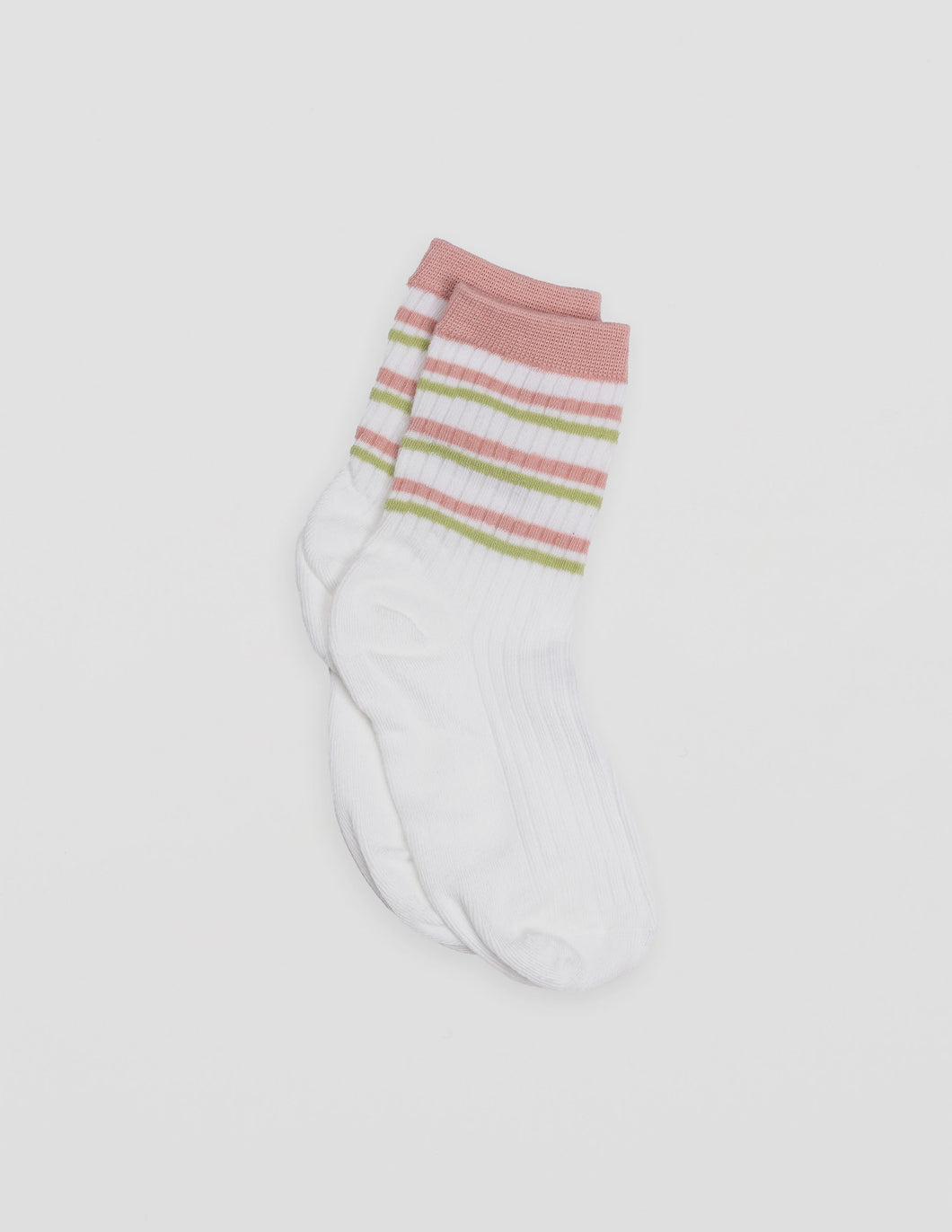 White With Pink And Green Stripe Sock