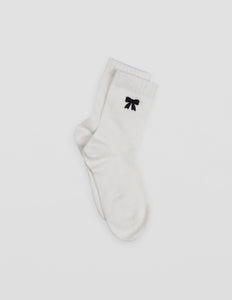 White With Black Bow Sock