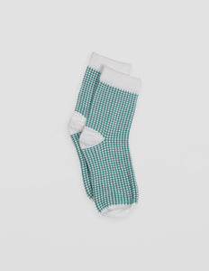 White And Green Grid Socks