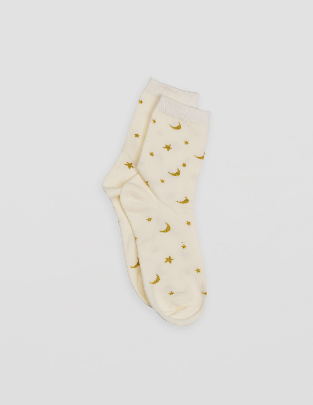 Cream With Gold Stars and Moons Socks