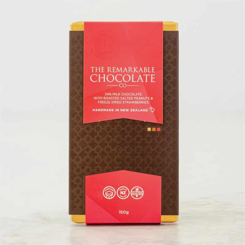 Milk Chocolate With Roasted Salted Peanuts & Freeze Dried Strawberries