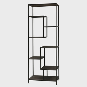 Offset Bookcase - Steel + Oak