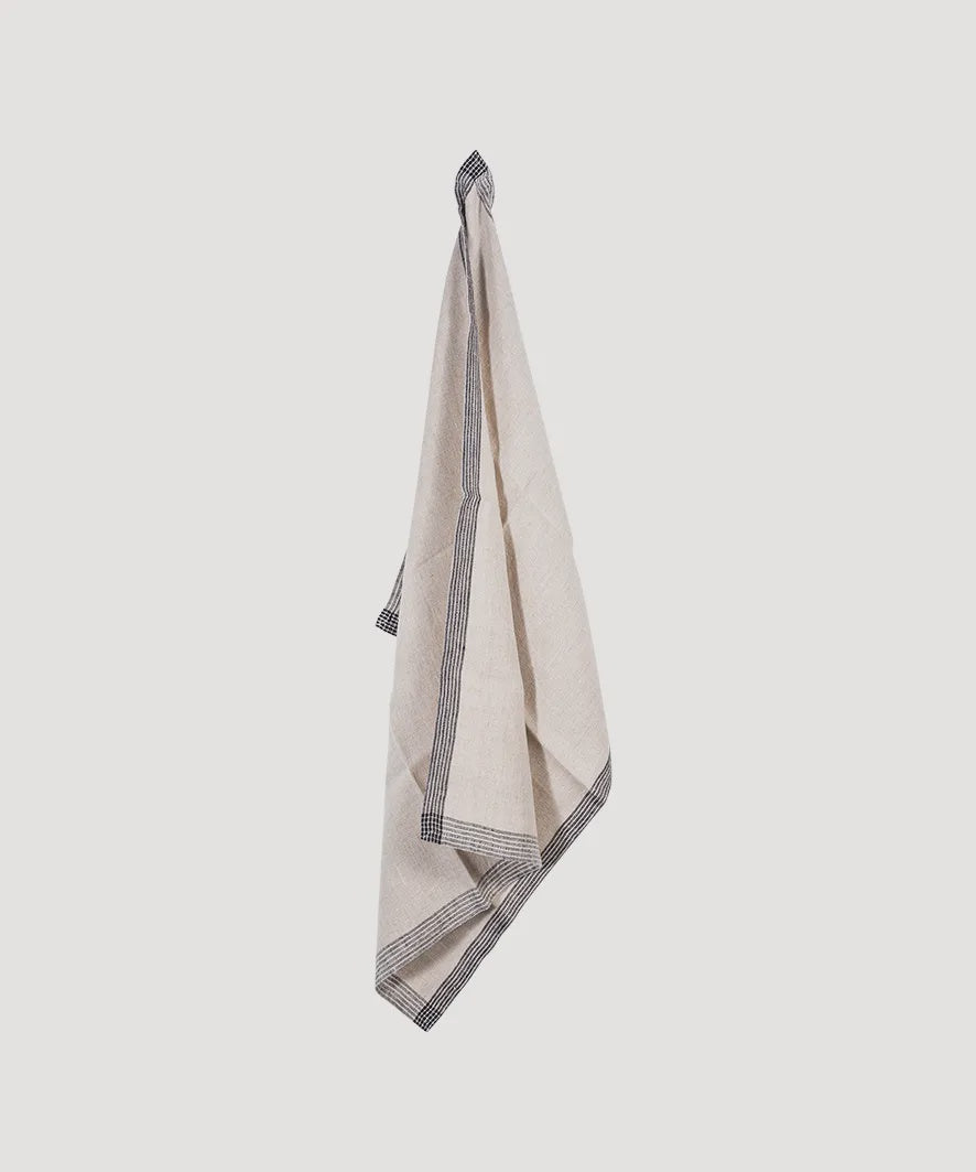 Woven Border Tea Towel | Natural + Black