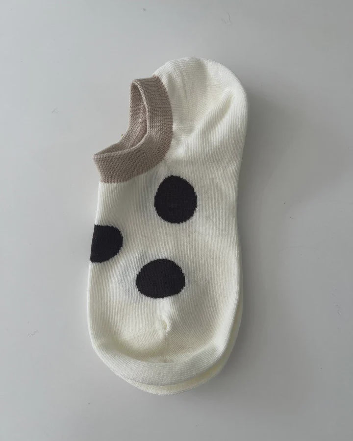 Cream With Chocolate Dot Socks