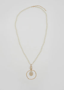 Long Necklace White Wood