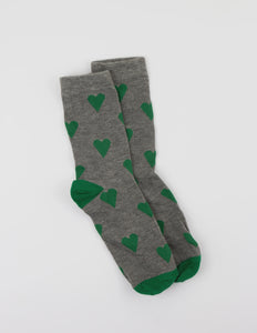 Grey w Emerald Hearts Socks