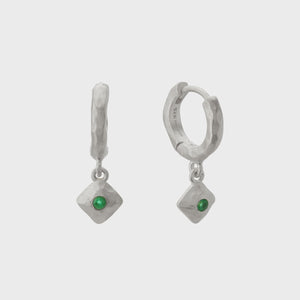 Wandering | Huggie Earrings | Green Onyx