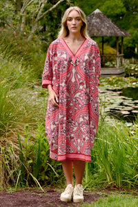 Kaftan Kutie Dress | Pink Border