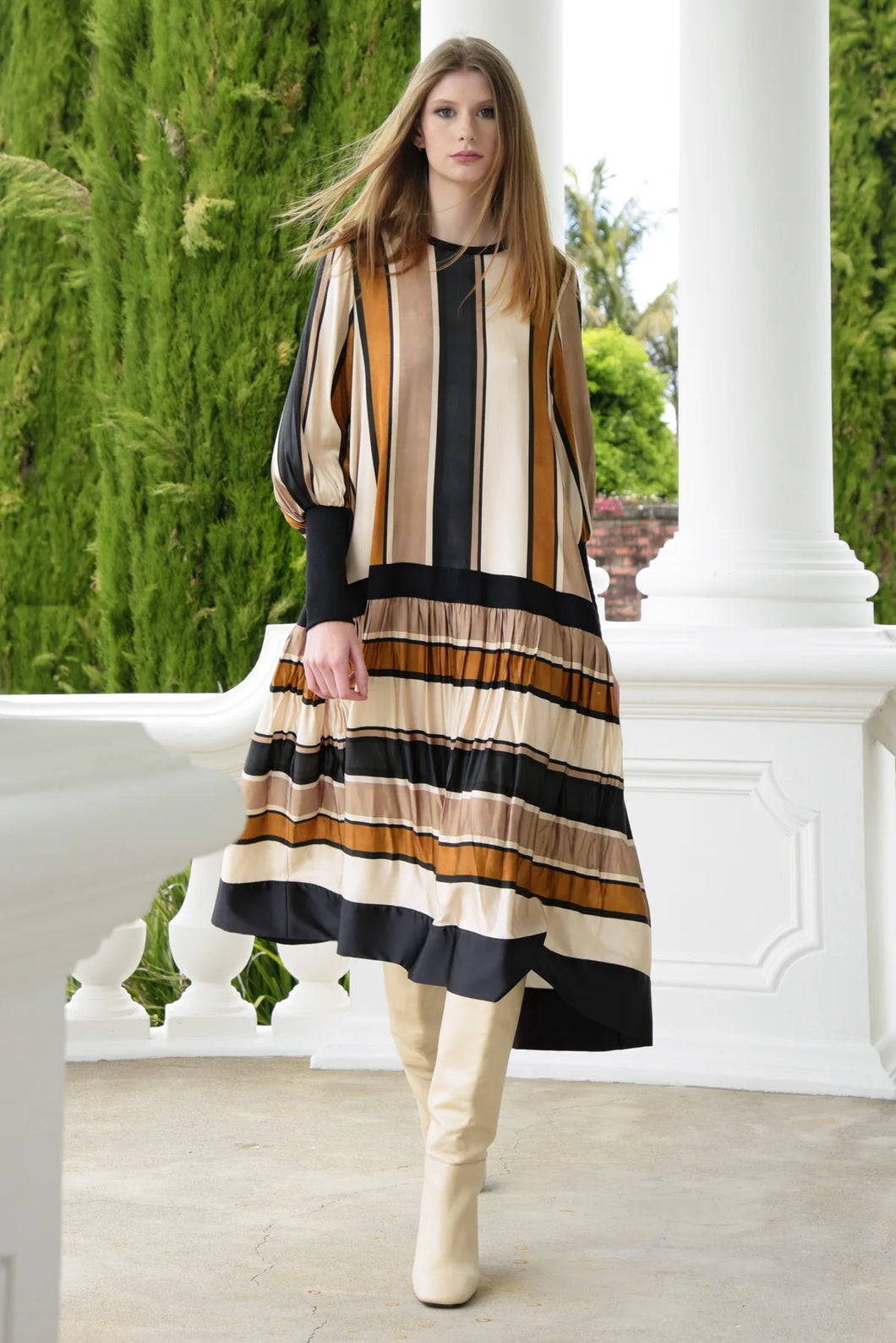 Line Time Dress | Licorice Stripe