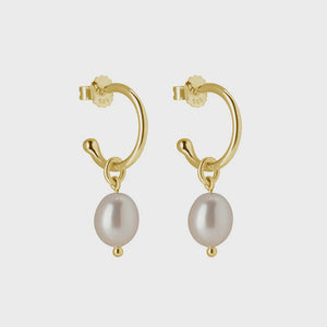 Pearl Drop Hoop Earrings