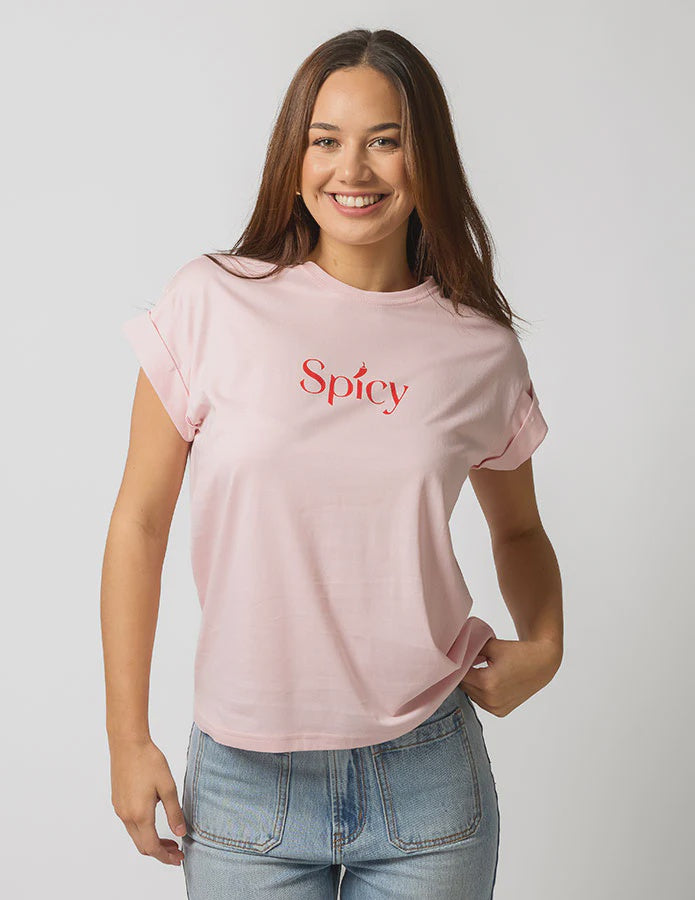 Cuff Sleeve T-Shirt| Spicy Pink