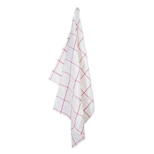 Woven Check Tea Towel Off-White & Red