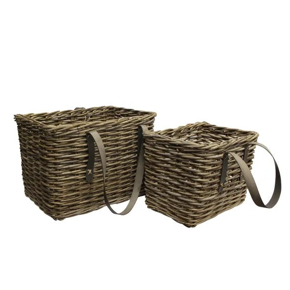Grove Magazine Baskets with Leather Straps