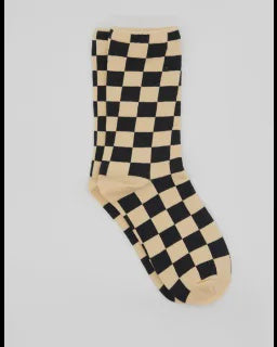 Cream/Black Check Socks