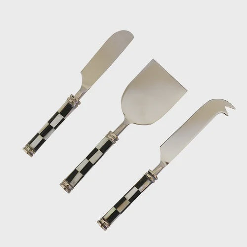 Checker B+W Cheese Server Set