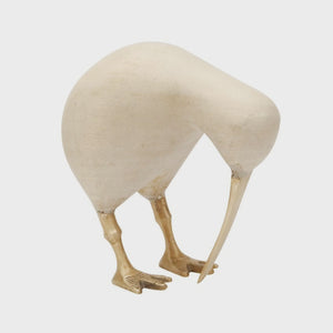 Kiwi w Brass Leg + Beak | Whitewashed